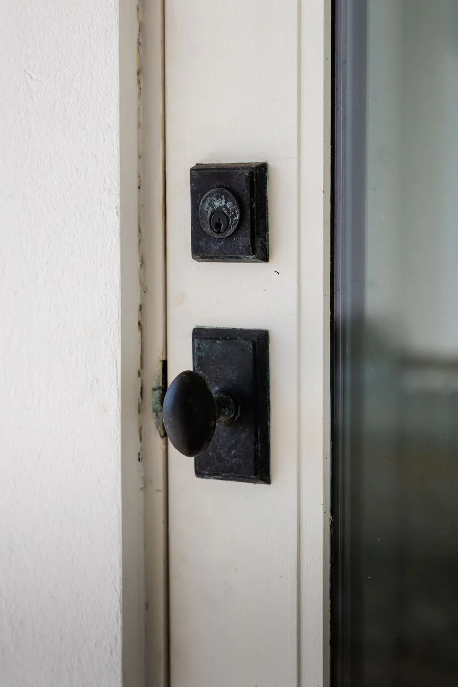 Entry hardware before, corroded